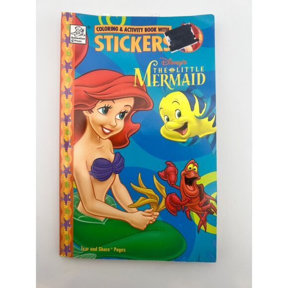 Disney Little Mermaid Mini Coloring Book + Stickers Y2K 2001 Disneyana Princess‎ - Picture 1 of 7